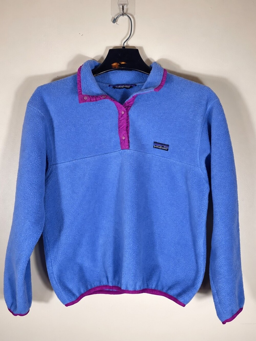 RARE Vintage 1980s Patagonia Synchilla Snap T USA Made Baby Blue Purple Sz S